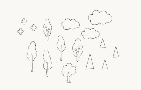 手書きの木と雲 フリー素材 ブログ